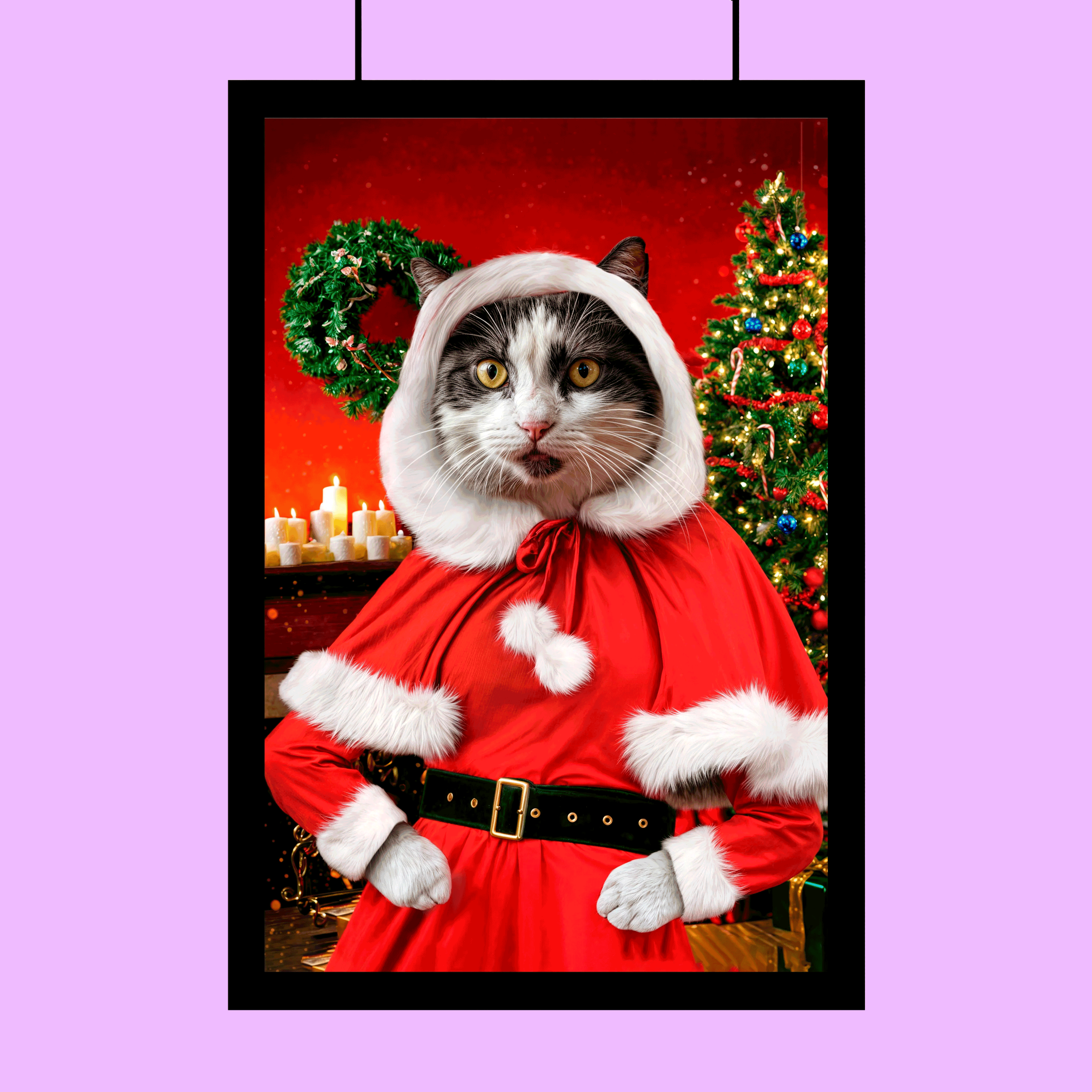 Holiday Santa Pet Portrait – Festive Custom Pet Art